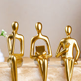 Golden Sitting Figurines | Set of 3